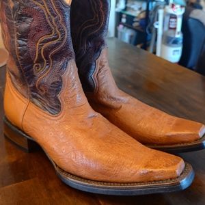 Genuine smooth ostrich boots/rubber sole